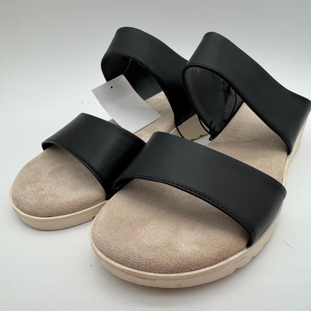 Kensie Endy Comfort Black Double Strap Slide Sandal Women's Size 10 Store Try On